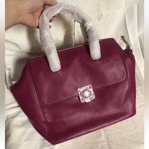 NWT Tory Burch  Clara Large Leather Satchel $495 Fuchsia Red Style No. 31388